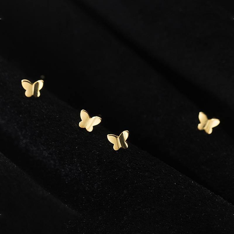 

S925 Silver Butterfly Stud Earrings - Simple, Trendy 2025 Cold Style for Women S925 Silver Needle