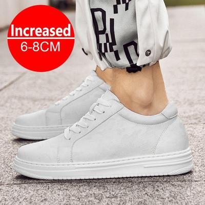 New Men's Sneakers Elevator Shoes Invisible Inner Height Increasing 6/8CM White Tennis Men Sports Shoes Heighten Increased Shoes