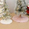 Large Christmas Tree Skirt Soft Long Pile Fabric Plush Mat for Festival Home Decoration Solid Color Tree Base Ornament