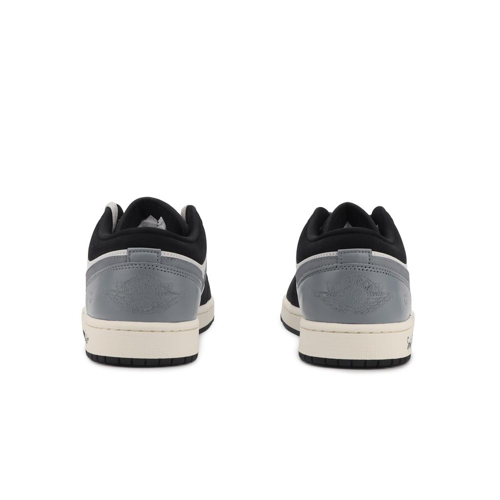 Jordan Air Jordan 1 Mist Gray Smile Low Top Vintage Basketball Shoes Unisex Black Gray II3788-003(Team1715-Smile)