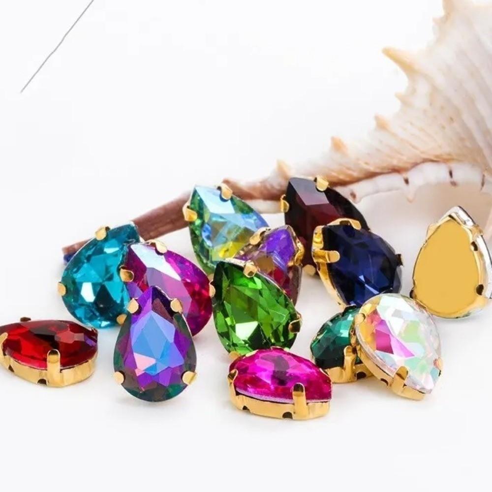 50pcs Set DIY Craft Water Drop Rhinestone Mixed Crystal Buckle Shining Claw Drill Buckle Handmade