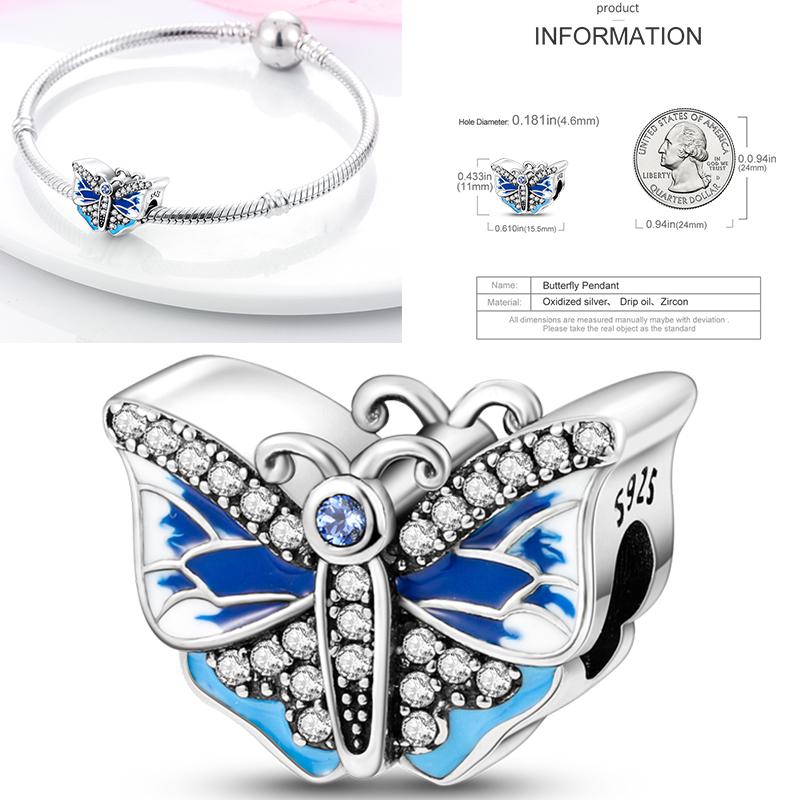 Copper Dragonfly Butterfly Pendant Charms Bead Fit Original Bracelet Bangle Women Jewelry Girl Making Beads