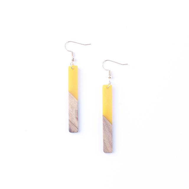 

Деревянные смоляные серьги-подвески в виде стержня для женщин, минимализм, длинные серьги-подвески из дерева, женские украшения, подарок девушке жёлтый