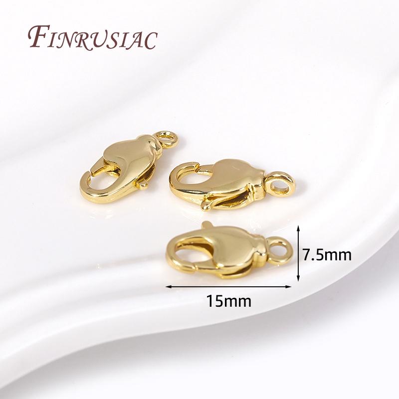 

15mm*7.5mm 18K Gold Plated Oval Lobster Clasp with Closed Ring Connector For DIY Handmade Making Necklace Bracelet Accessories 5 Piece