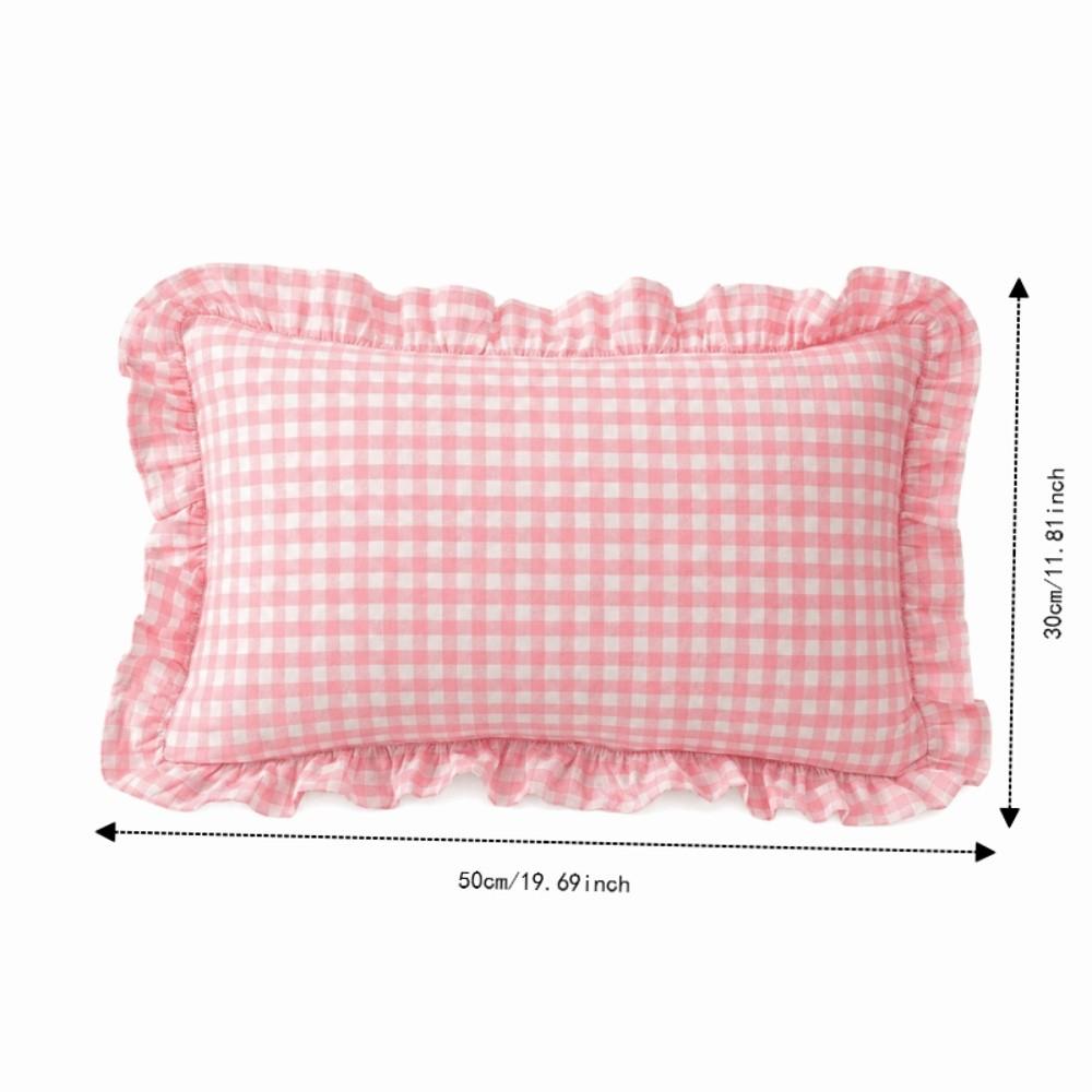 Lotus Leaf Skirt Edge Ruffled Edge Pillowcase Plaid Print Art Cushion Cover Home Decoration