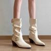 Herbst und Winter neue spitze Stiefel Damenstiefel dicker Absatz hoher Schaft aber Kniehohe Stiefel hoher Absatz Damenschuhe