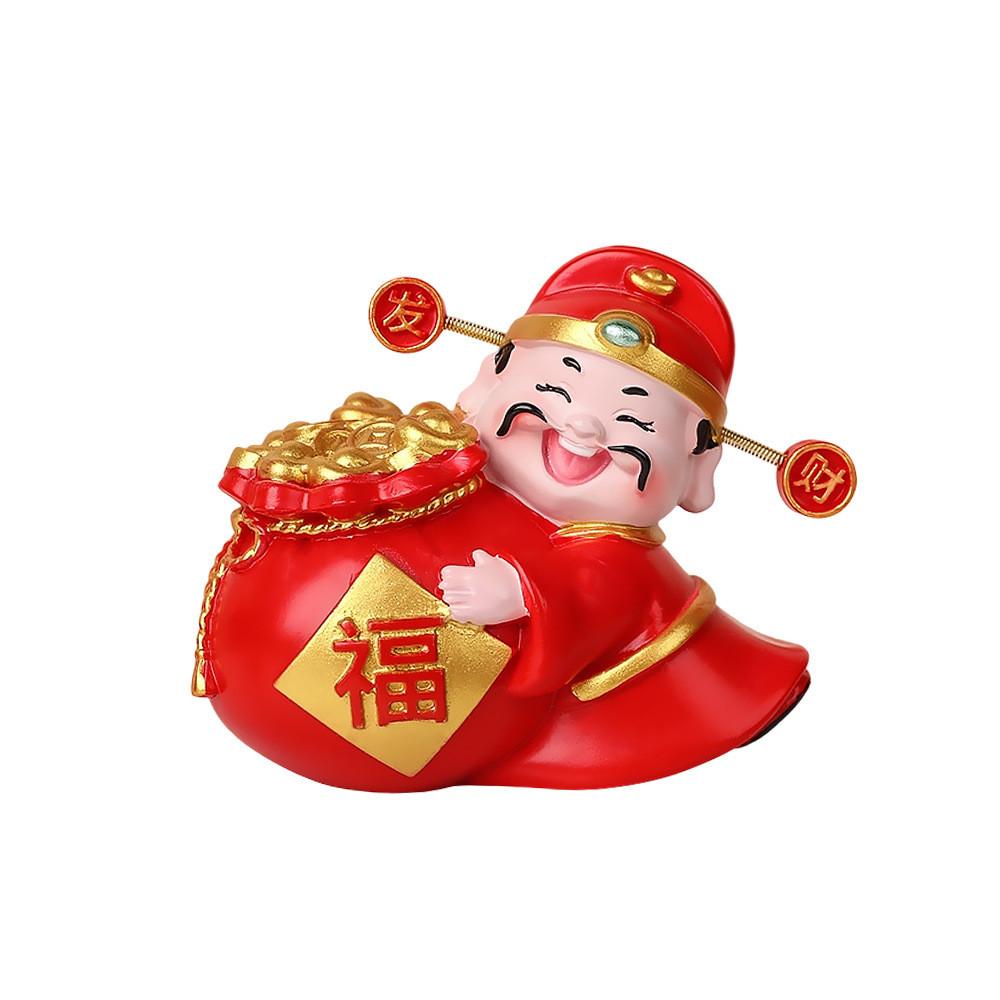Feng Shui Wealth God Resin Decor With Handpainted Craft For Home Or Office