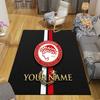 Custom Name Olympiacos Flannel Pattern Square Carpet,Area Rug,Carpet Rug for Living Room Bedroom Sofa Playroom Decor,Non-slip Floor Mat