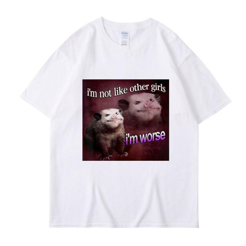 I'm Not Like The Other Girls I'm Worse Print T Shirt Funny Opossum Short Sleeve Men Women Tee Shirt Oversized Cotton