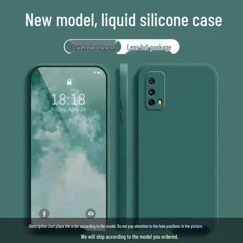 iQOO Z1x Liquid Case: Simple Solid Color, Drop-Proof, Soft, and Personalized Straight Edge Design.