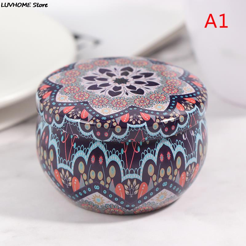 Retro Luxury Candle Jars Holder Storage Case Empty Tin Box Round Container with Lid Small Diy Candle Making Wedding Sweet Gifts