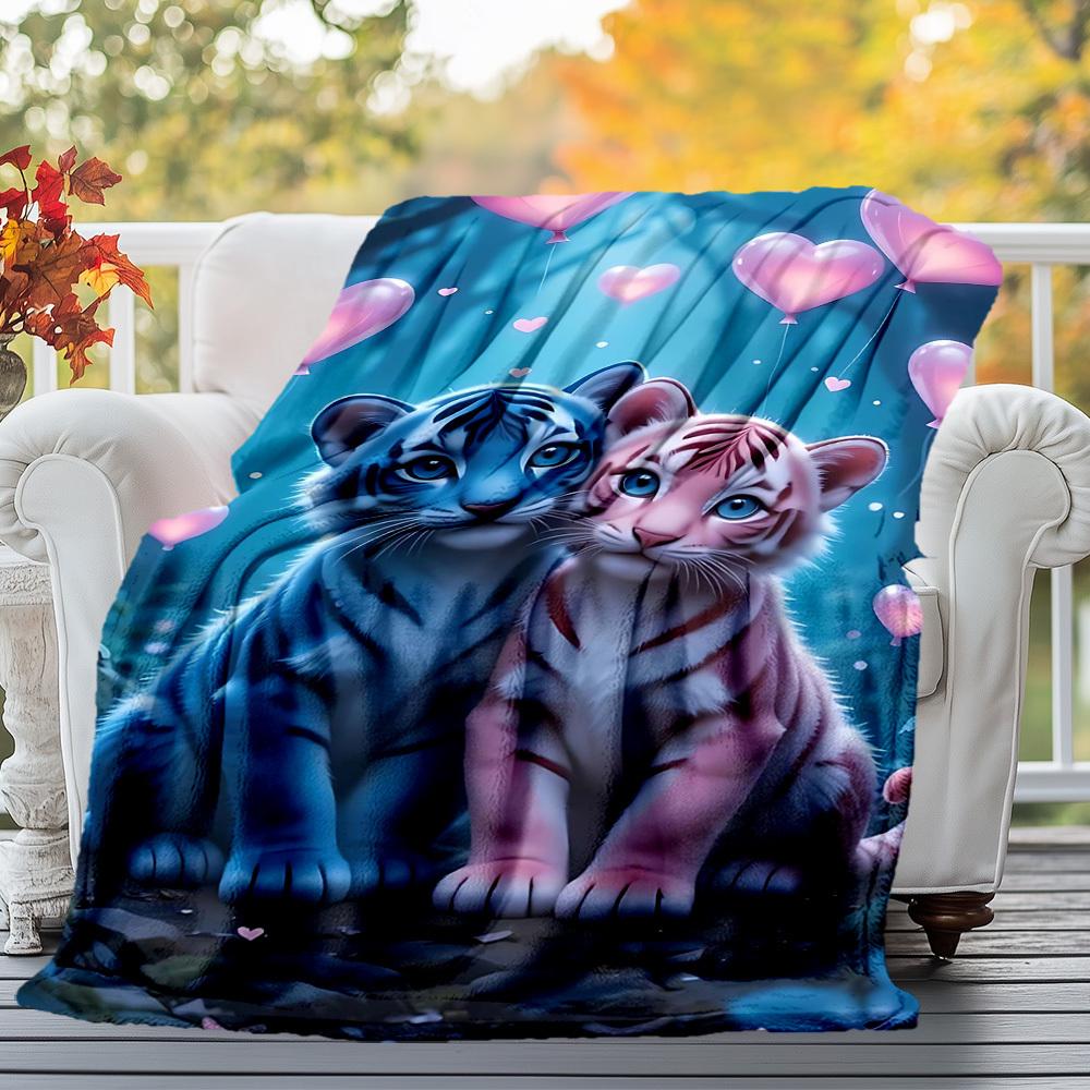 1pc Tiger Cubs Outdoor Flannel Blanket Soft Warm All-Season Throw for Sofa Bed Car Camping Office, Cozy Gift Idea1155S