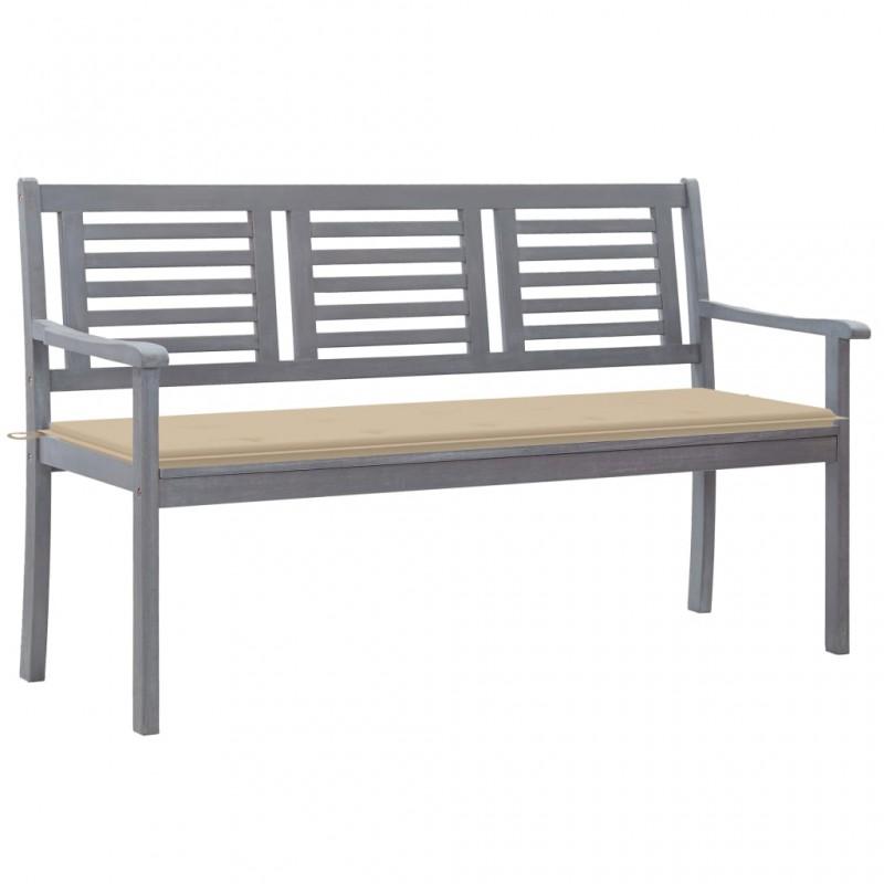 Day and Night - Day and Night 3-seater Garden Bench In Gray Eucalyptus Wood and 150 Cm Cushion