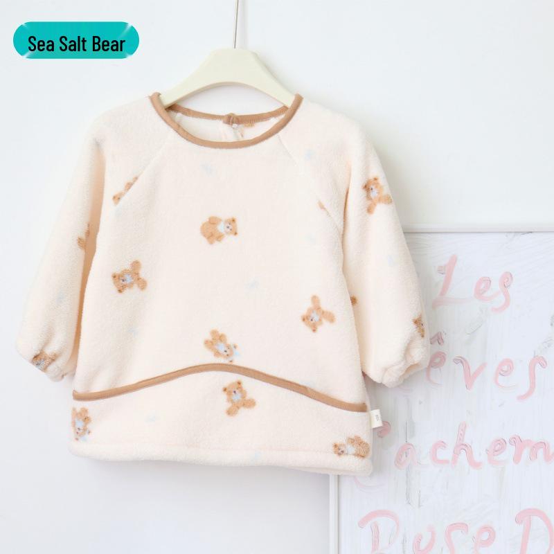 

2025 Fall/Winter Unisex Fleece Smock for Kids: Reversible Baby Bib and Eating Wear 120 (100-110cm)