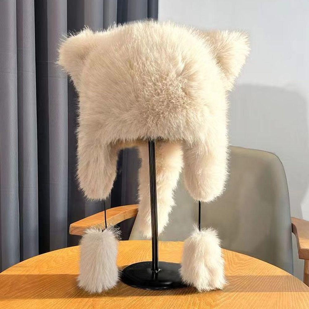 Ear Protection Plush Hat Windproof Big Bear Hat Fashionable Winter Hat  Unisex
