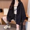 Women's Plus Size Sparkly Starry Sky Zipper Hoodie - Korean Style, Loose Fit for Spring & Autumn