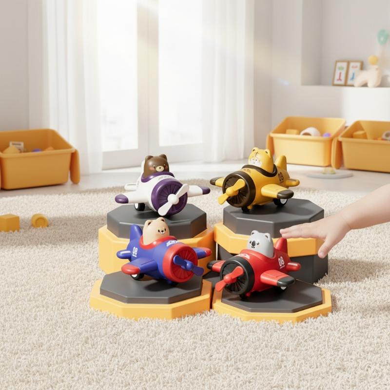 Cute Cartoon Animal Push And Go Airplane Toys With Smooth Bpa Free Surface Perfect For Toddlers Kids Birthday Gifts Daily Play