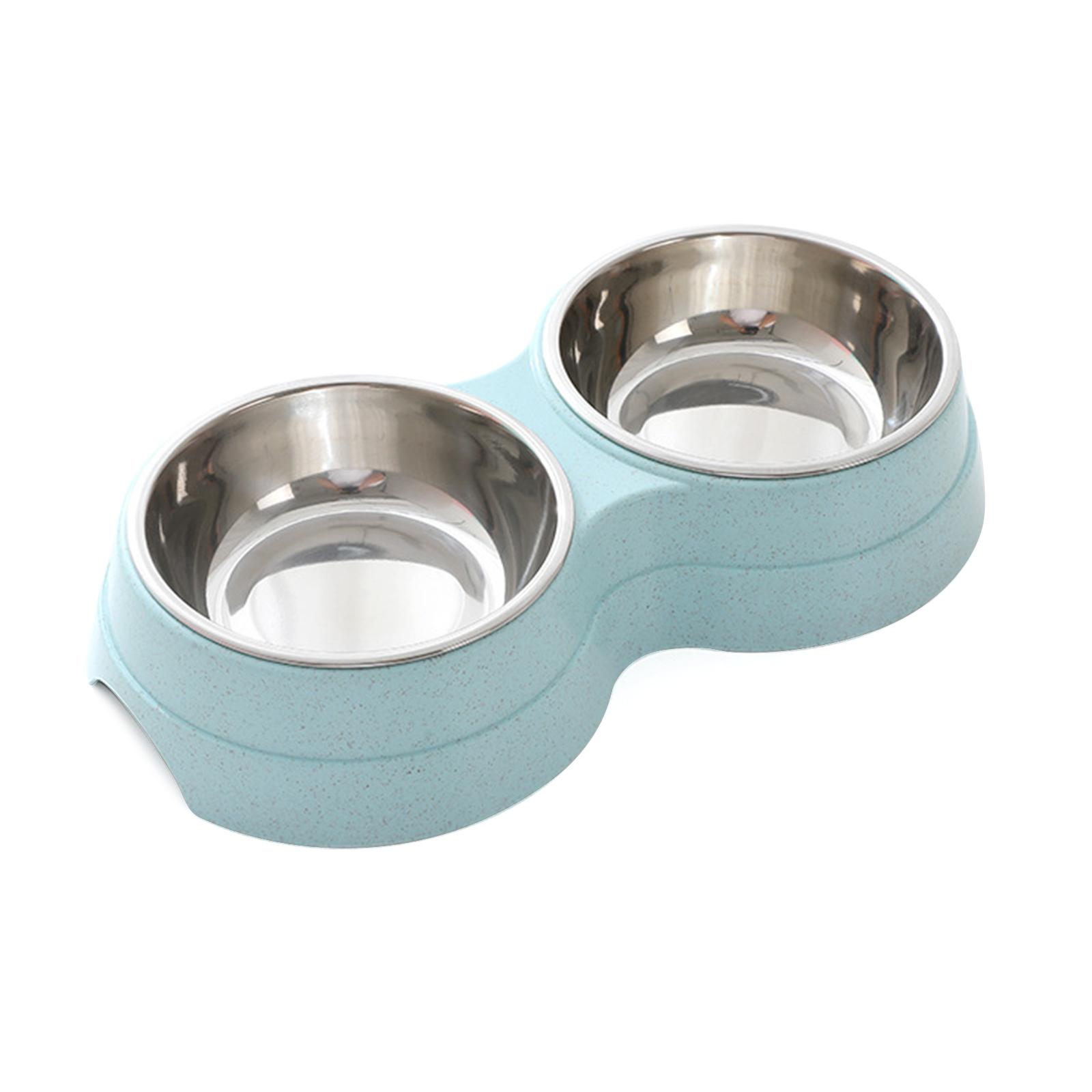 

Миски для корма для собак из нержавеющей стали, водонепроницаемая миска для собак, приподнятая подставка для мисок для собак, 2 миски для еды и воды, моющиеся синий