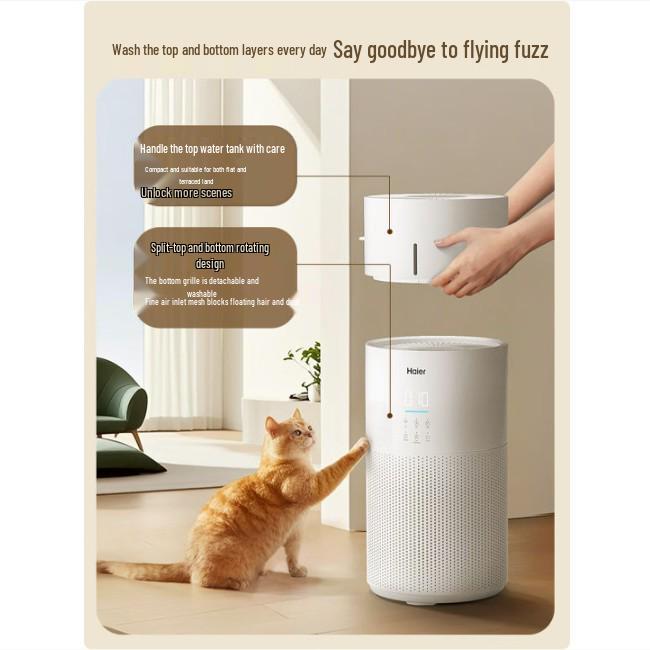 Haier Luftreiniger mit nebel freier Befeuchtung & Entfernung von Tierhaaren und Formaldehyd (Modell: KJ320F-JSQ3U1)