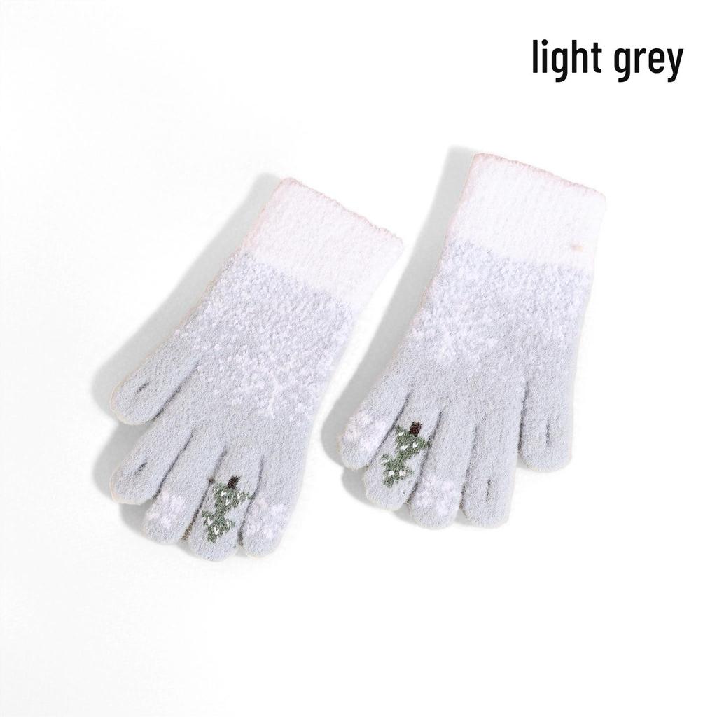 Snowflake Touchscreen Knit Wool Winter Gloves for Outdoor Cycling