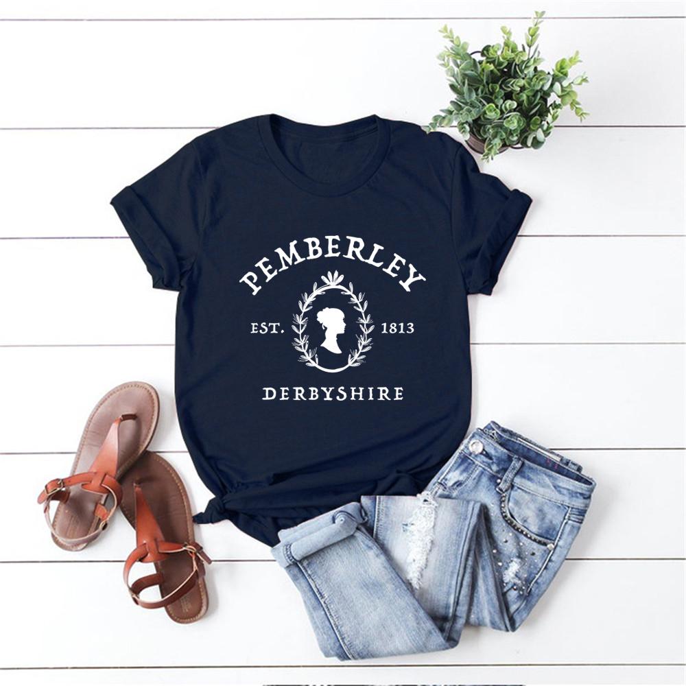 

Jane Austen Shirt Pride and Prejudice T-Shirt Pemberley Shirts Book Lover Tees Vintage Feminist Tops XXXL темно-синього кольору