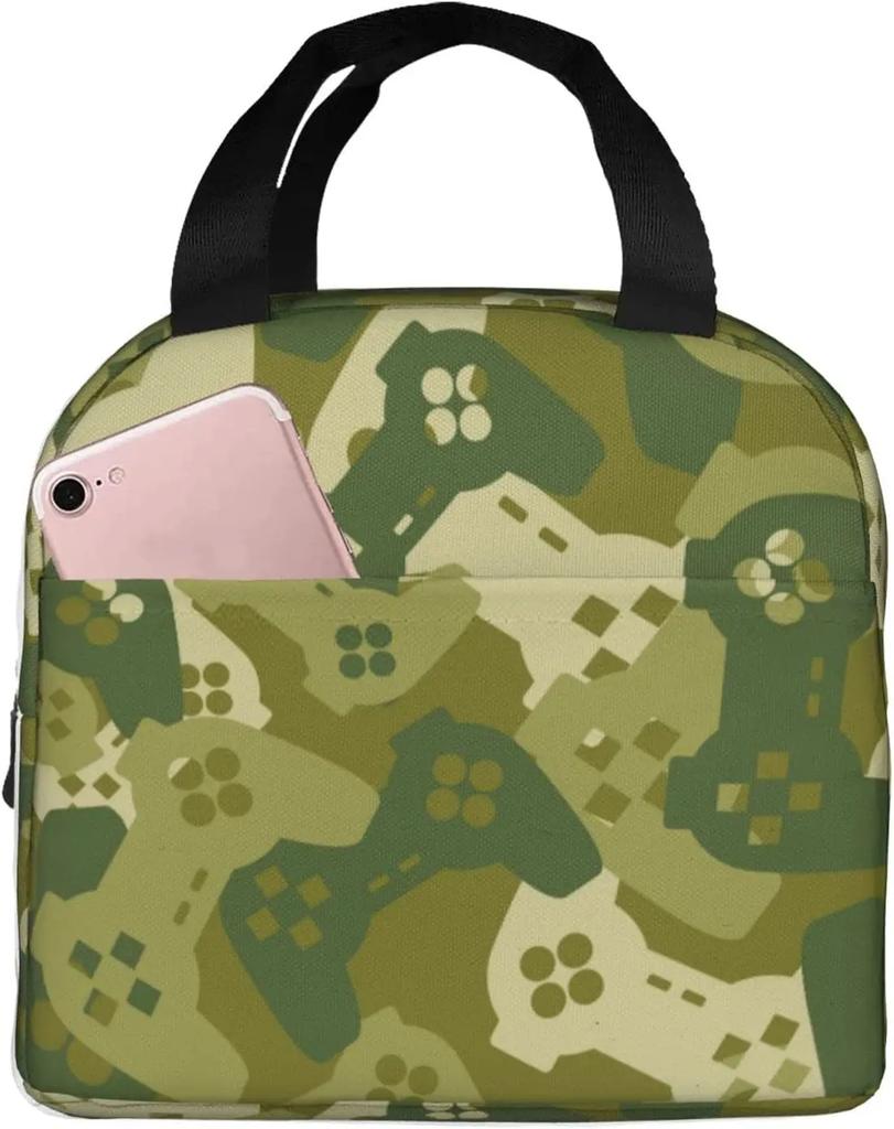 Colorful Joystick Game Lunch Bag Compact Tote Bag Reusable Lunch Box Container for Women Men School Office Work Picnic