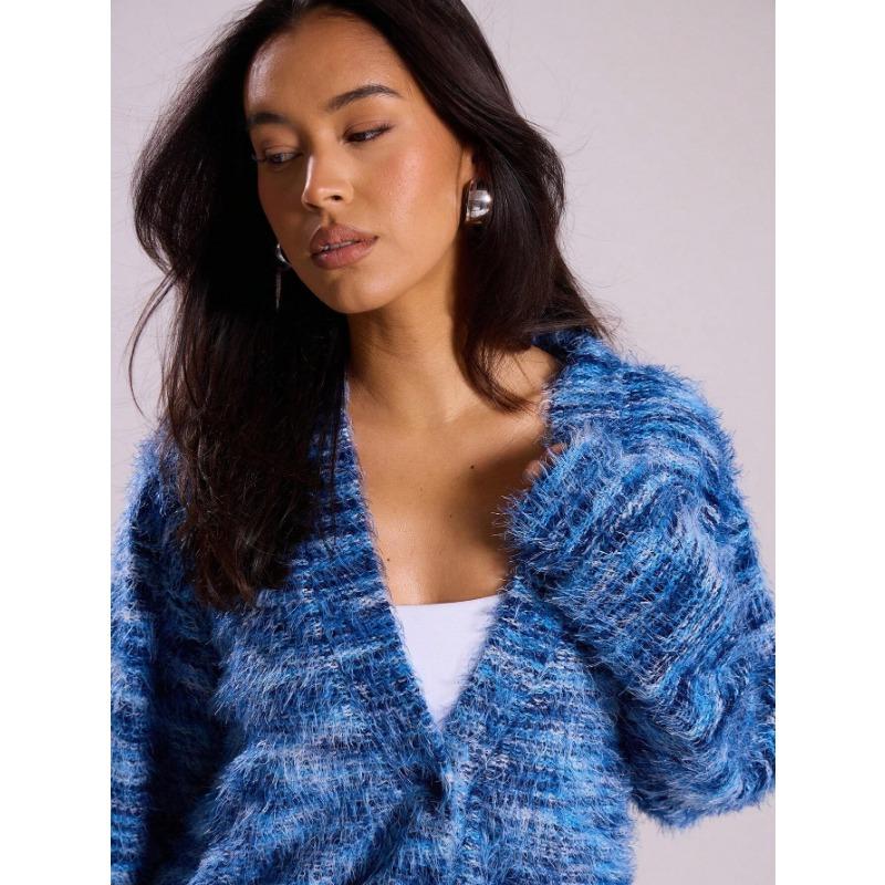 DAFIFY Women's Fashion Casual Fall Winter Colour Block Print Long Sleeve V-Neck Sweaters