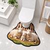 Non-slip Bathroom Floor Rug Sheep Pattern Bath Mat Practical Toilet U-shaped Mat  Bathroom