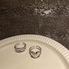 Korean Retro Geometric Heart Ring, Women's Adjustable Double-Layer Index Finger Ring