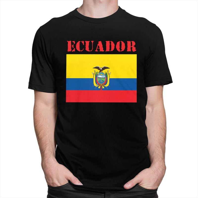Individuelles Ecuador Flagge T-Shirt für Herren Reines Baumwoll-T-Shirt Lässige T-Shirts Kurzarm-T-Shirt Kleidung Geschenk