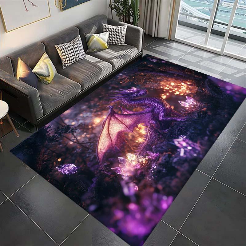 

Enchanted Forest Large Area Rug - Non-Slip, Soft Crystal Velvet, Stylish Print with Glowing Orbs & Vibrant Foliage, Perfect for 60x90cm