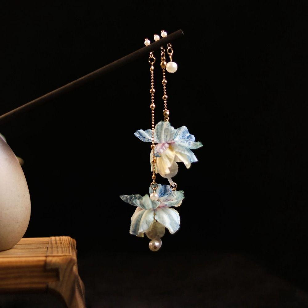 Cloth Flower Wooden Hairpin Chinese Style Hair Accessories Ancient Style Hairpin Hanfu Hair Sticks