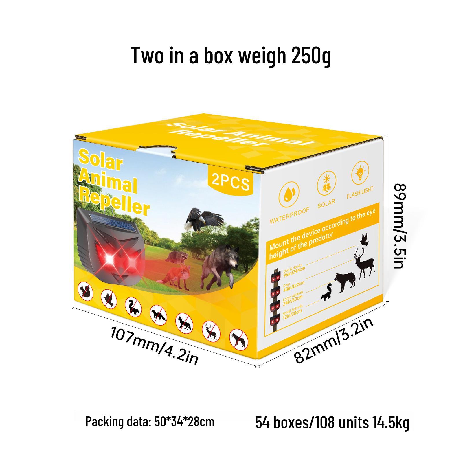 

2024 Solar Animal Repeller with Flashing Lights for Outdoor Use - Deters Pigs, Rabbits, Wolves, Bears, and Rodents