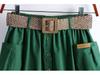 2024 Spring/Summer Korean Style Elastic High Waist A-Line Midi Skirt with Large Pockets and Slit