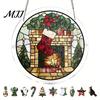 Decorative Garden Sun Catcher Christmas Acrylic Puzzle Suncatcher, Holiday Tree Snowman Stockings Red Bird Office Window Decoration Kit for