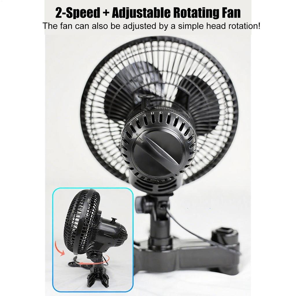Grow Tent Fan Powerful Oscillating Ventilator Clip on Tent Fan with 2 Speed Settings for Gym Camping Kitchen RV Greenhouse
