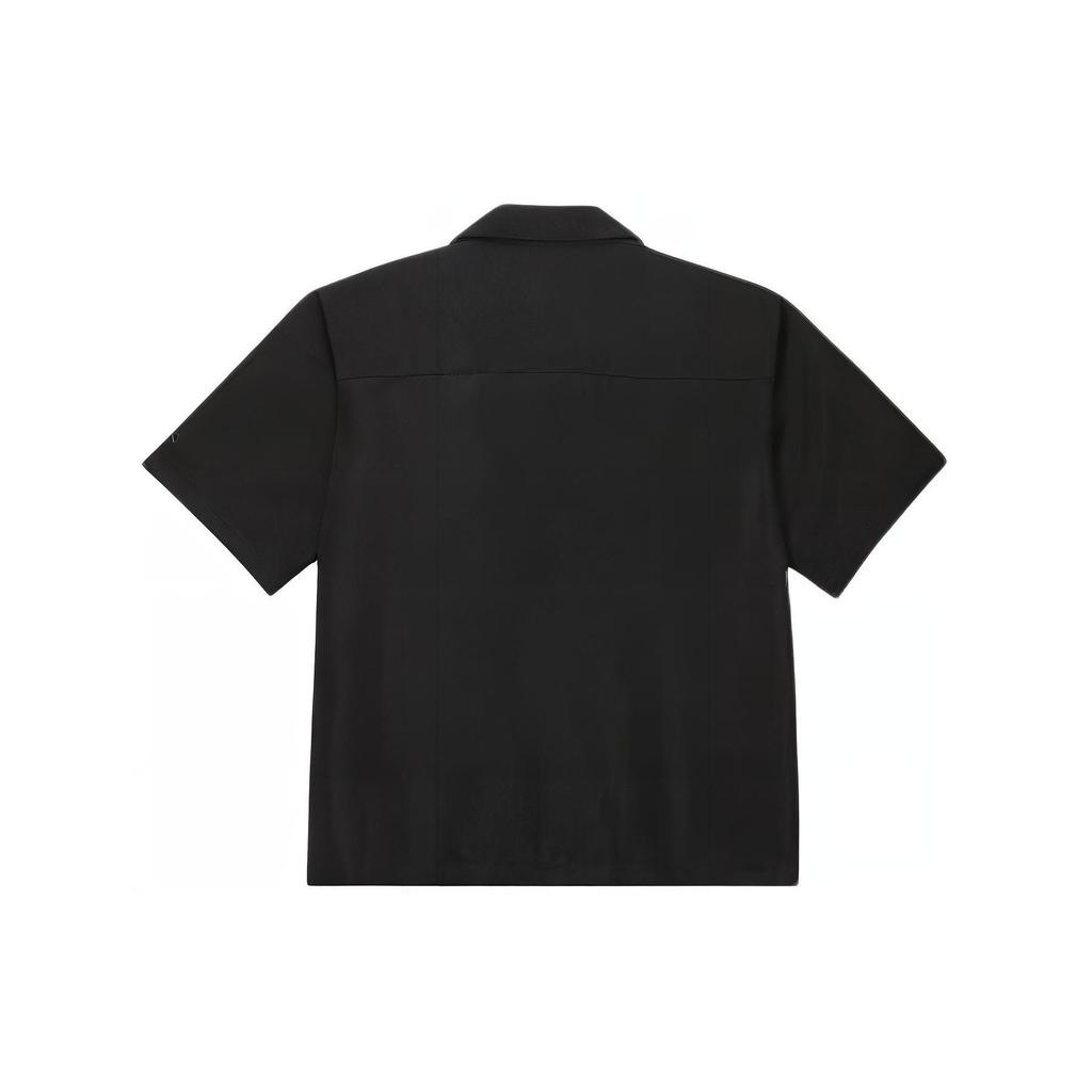 Jordan X Trophy Room Kollaboration SS24 Einfarbiges Knopf Atmungsaktives Leichtes Strick Kurzarmhemd Herrenhemden Schwarz FQ3847-010