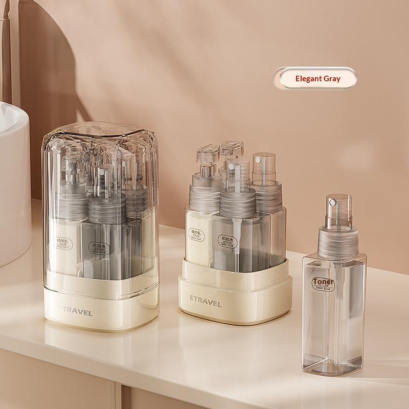 

4-In-1 Travel Split Bottle Set Empty Reusable Cosmetics Bottles Leak Proof Containers For Toiletries Water Cream Spray Bottle серый