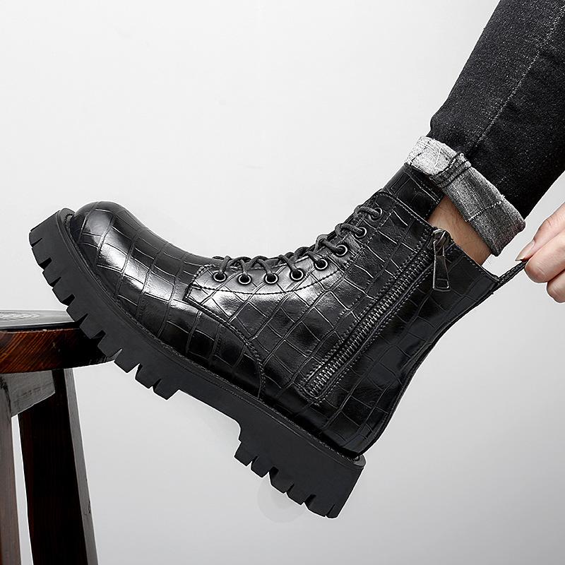 Designer Men's Fashion Party Banquet Wear Autumn Winter Boots Tide Platform Shoes Cowboy Ankle Boot Original Leather Botas