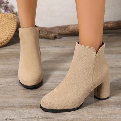 Women's Ankle Boots High Quality Suede Casual Boots Side Zipper Ankle Boots Fashion Pointed High-heeled Booties Bottines Femmes