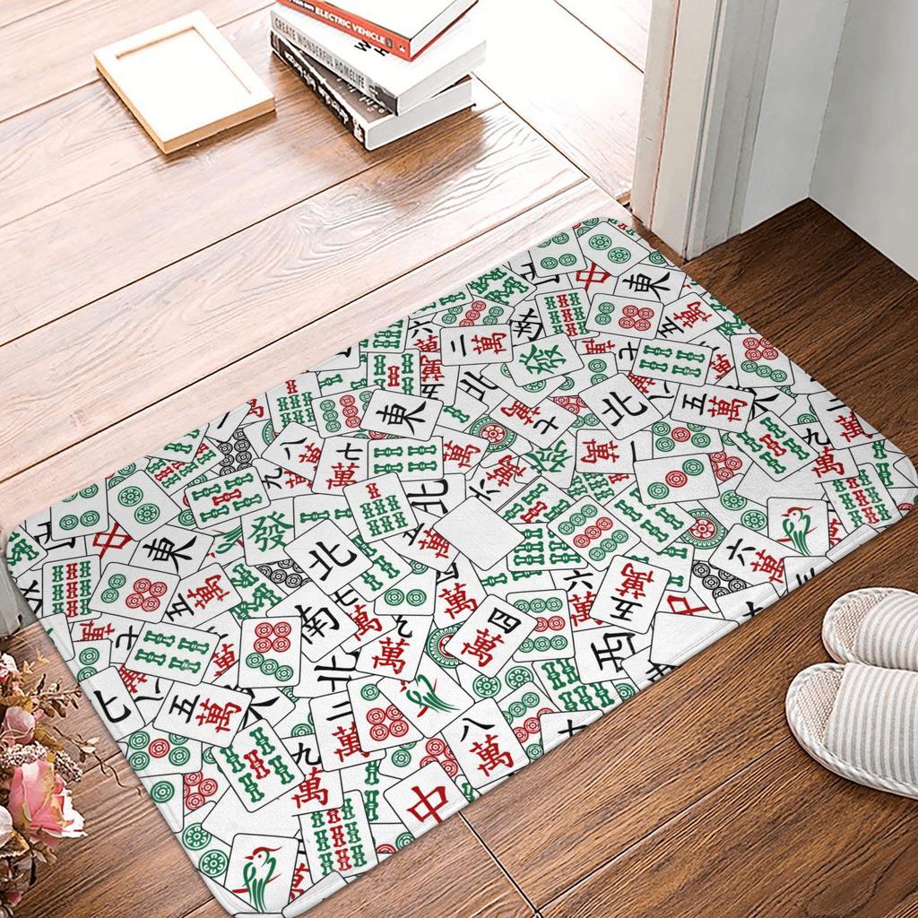 Mahjong Tile Pattern Doormat Non-Slip Entrance Bath Kitchen Floor Door Mat Toilet Rug Carpet Footpad