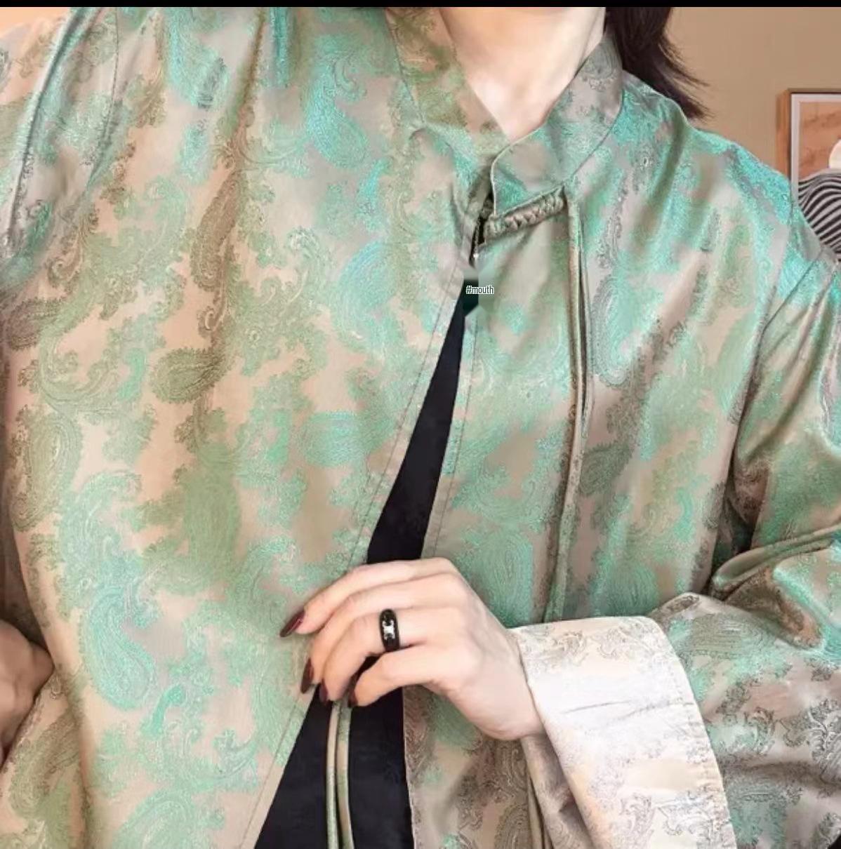 

New 2024 Double-Sided Chinese Style Women s Embossed Jacquard Coat - Elegant, Fashionable, High-End Design for Mothers 5XL (suggested weight 150-165 jin) світло-зелений колір