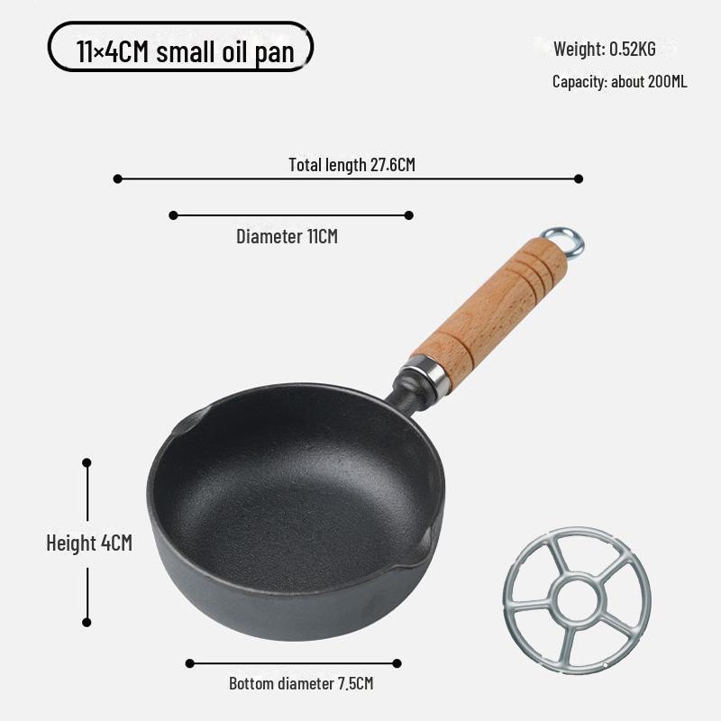 Compact Non-Stick Cast Iron Oil Pot with Pouring Spout