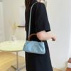 2025 New Simple Pleated Portable Women's Bag Solid Color Retro Casual Single Shoulder Oblique Span Small Square Bag