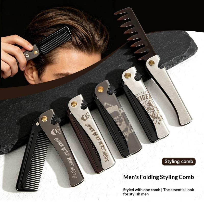 Multifuncional Folding Comb Men Beard Styling Combs Anti Static Portable Mustache Comb Multifunctional Hairdressing Tools