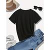 European size Women'S Casual Crew Neck T-Shirt with Playful Heart Print - Soft Stretch Fabric, Comfortable All-Season Tee for Casual Attire