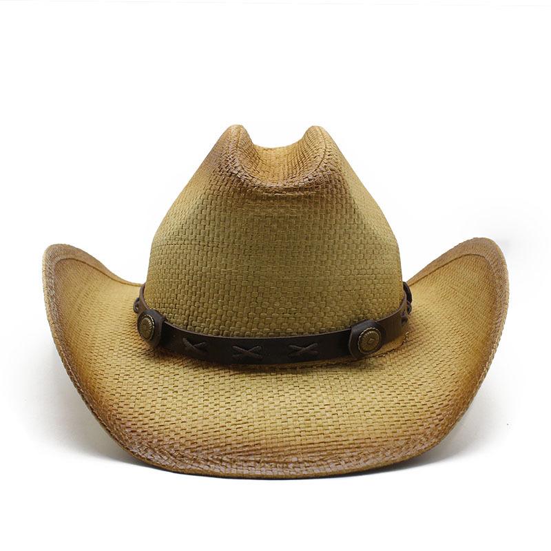 Outdoor Outing Visor, Crimped Western Cowboy Hat, Outdoor Sunscreen Hat, Spray Paint Straw Hat Summer