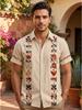 Cămașă Guayabera Bărbați Imprimată 3D Stil Mexican Mânecă Scurtă Butonată - Casual Etnic Cămașă de Vară