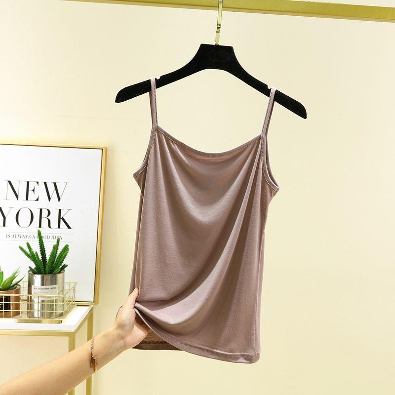 

Модальный Маленький Топ-Камисоль Летний Тонкий и Универсальный Жилет Женский Большого Размера Свободный Однотонный Безрукавный Топ Футболка для Дома Khaki M (recommended 40.00 kg-50.00 kg