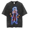 Streetwear Retro Vintage Washed Black Tshirt Dragon Ball Anime Graphic Hip Hop Loose T Shirt Cotton Men Harajuku TShirt Tops